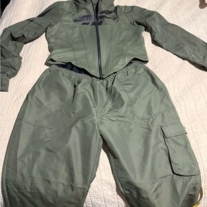 Reebok And Cardi B Corset Activewear Set Top And Bottom Size 16